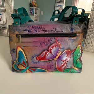 Anuschka Hand Painted Butterfly Paradise satchel